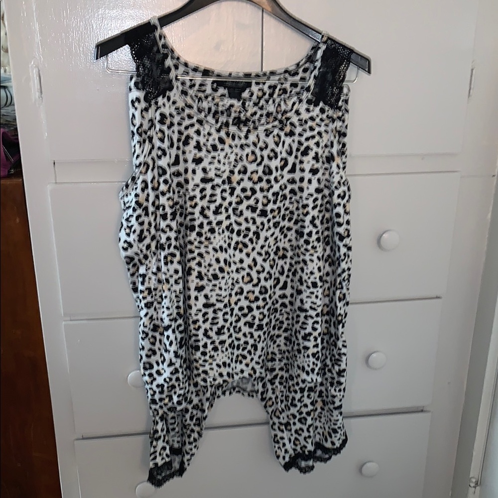 Leopard Print Sleeveless Top and short pajama set